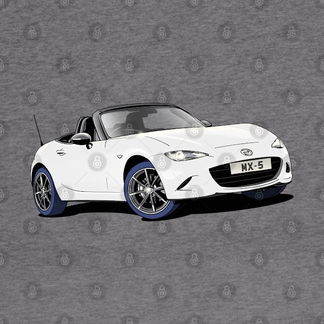 White Mazda Miata MX-5 Roadster by Webazoot